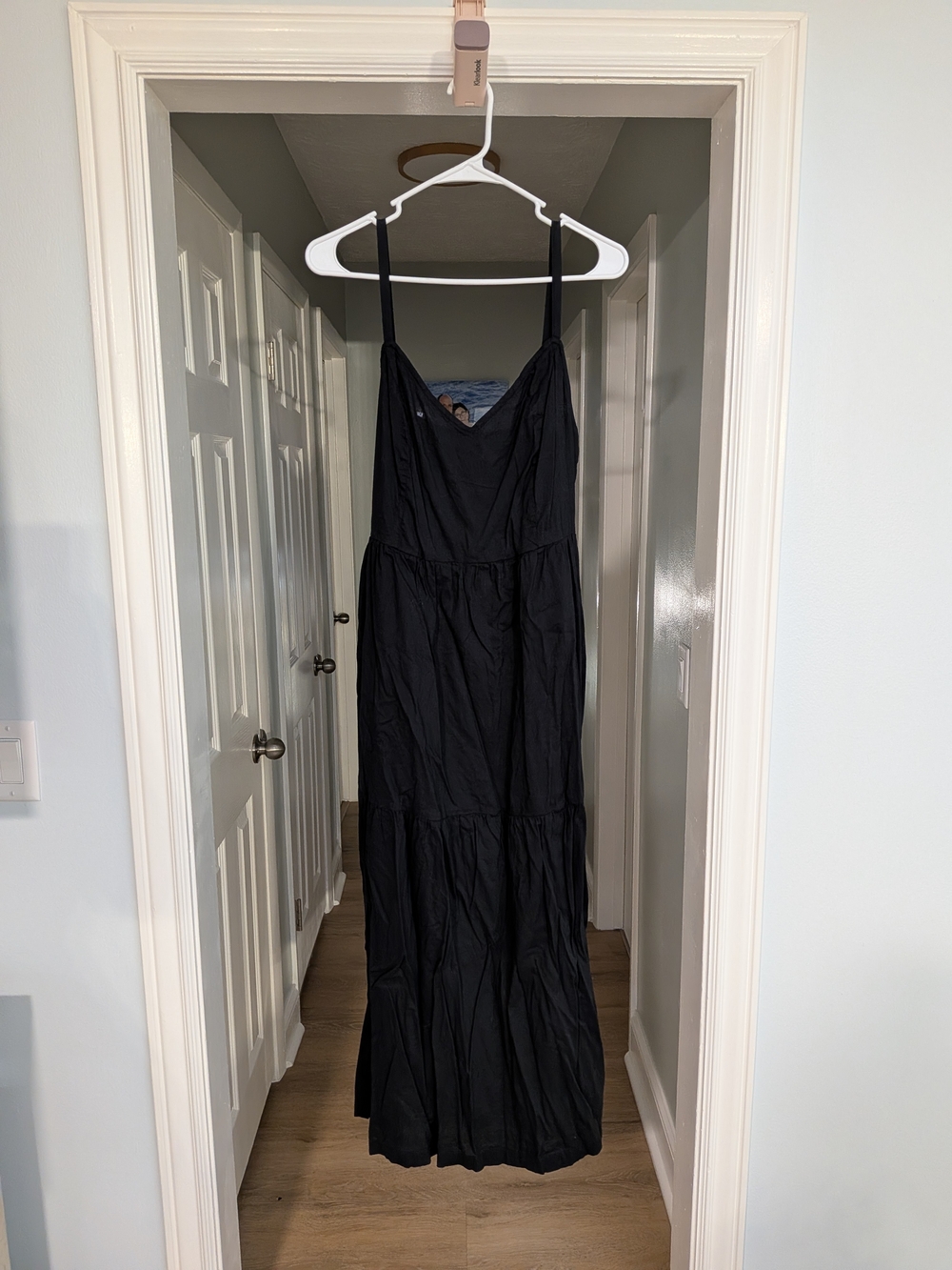 Old Navy Cami Dress Black Rayon Cotton Blend Midi Large L